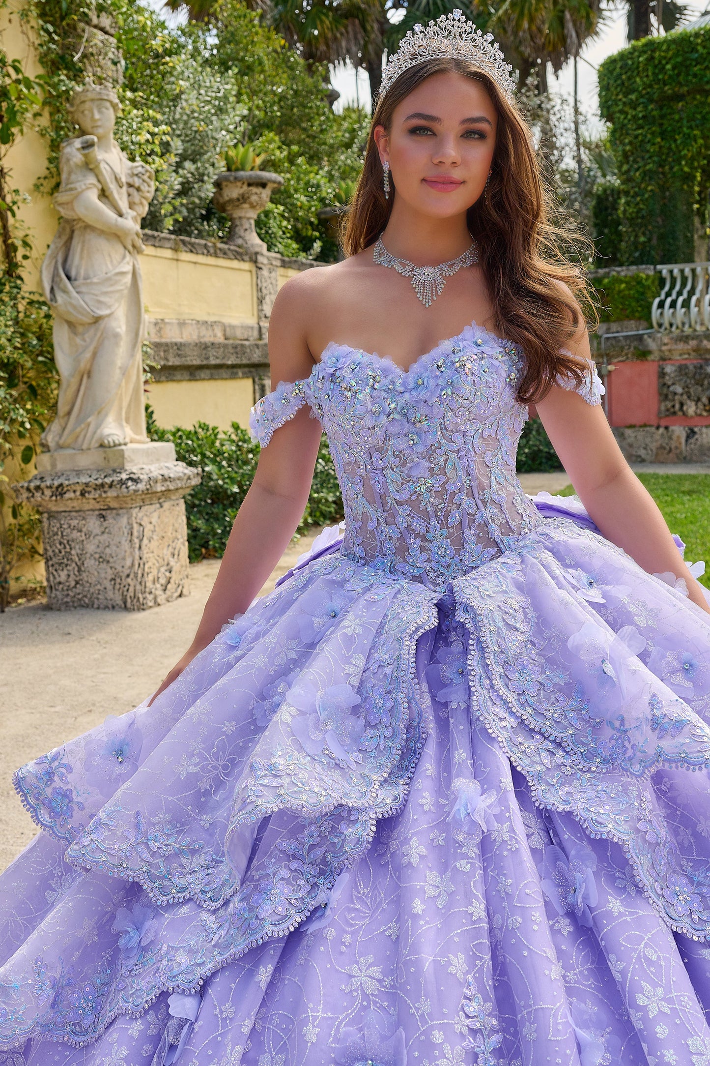 AMARRA Style 54202 3D Floral Embellished Quinceanera Gown