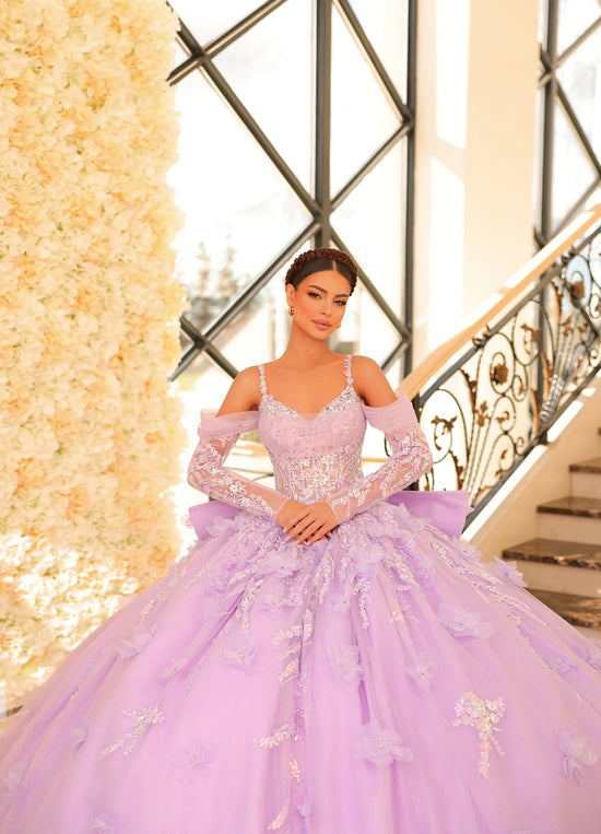 pink floral quince dress Quinceanera Collection 26049