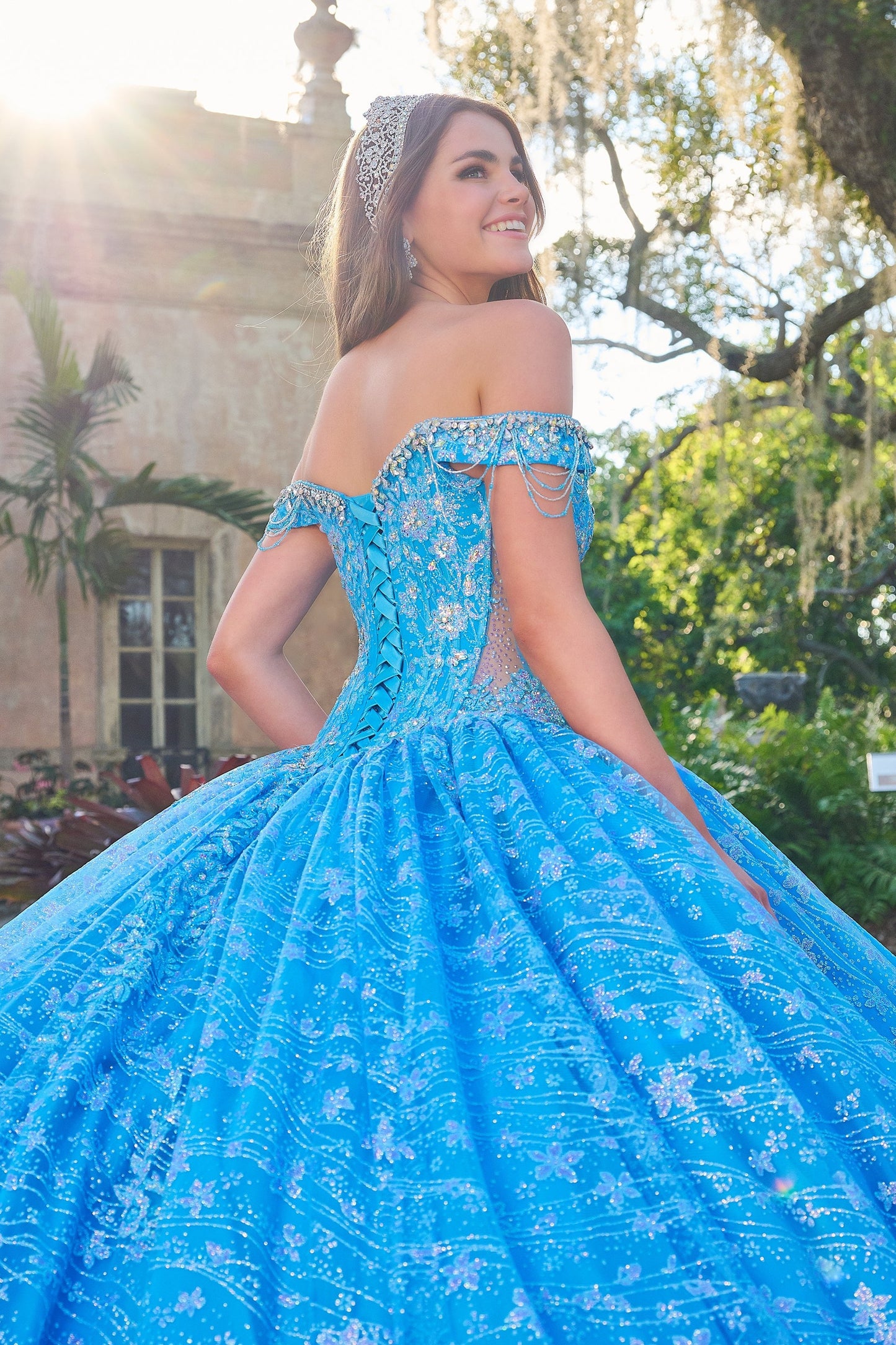 sweetheart neckline glitter dress GLS by Gloria GL3587 - Long Mesh, Glitter Netting Sheath Dress
