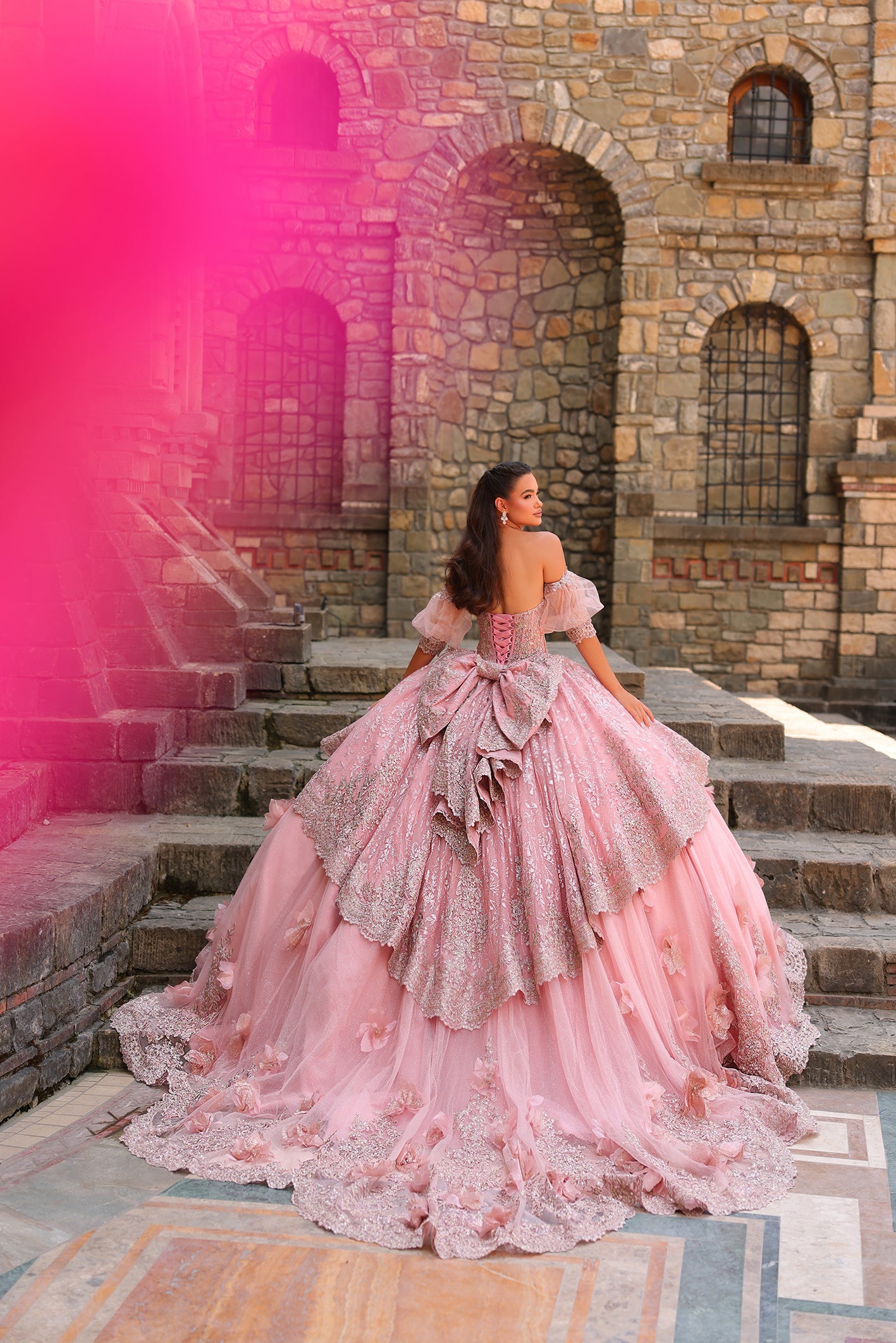 pink silver quinceanera dresses Custom-made Gown with Beaded Crystal Tulle for Quinceanera, Sweet 16, and Special Occasions