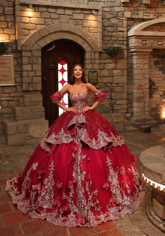 wine and silver dress Wine-Silver Bouquet Party Dress