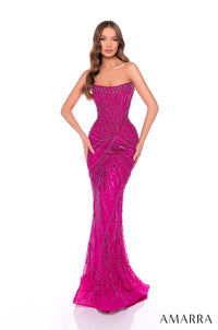 AMARRA Style 88095 Beaded Sequin Strapless Gown