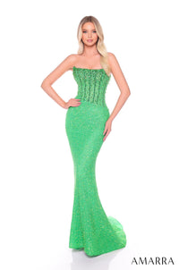 AMARRA Style 88110 Beaded Sequin Strapless Gown