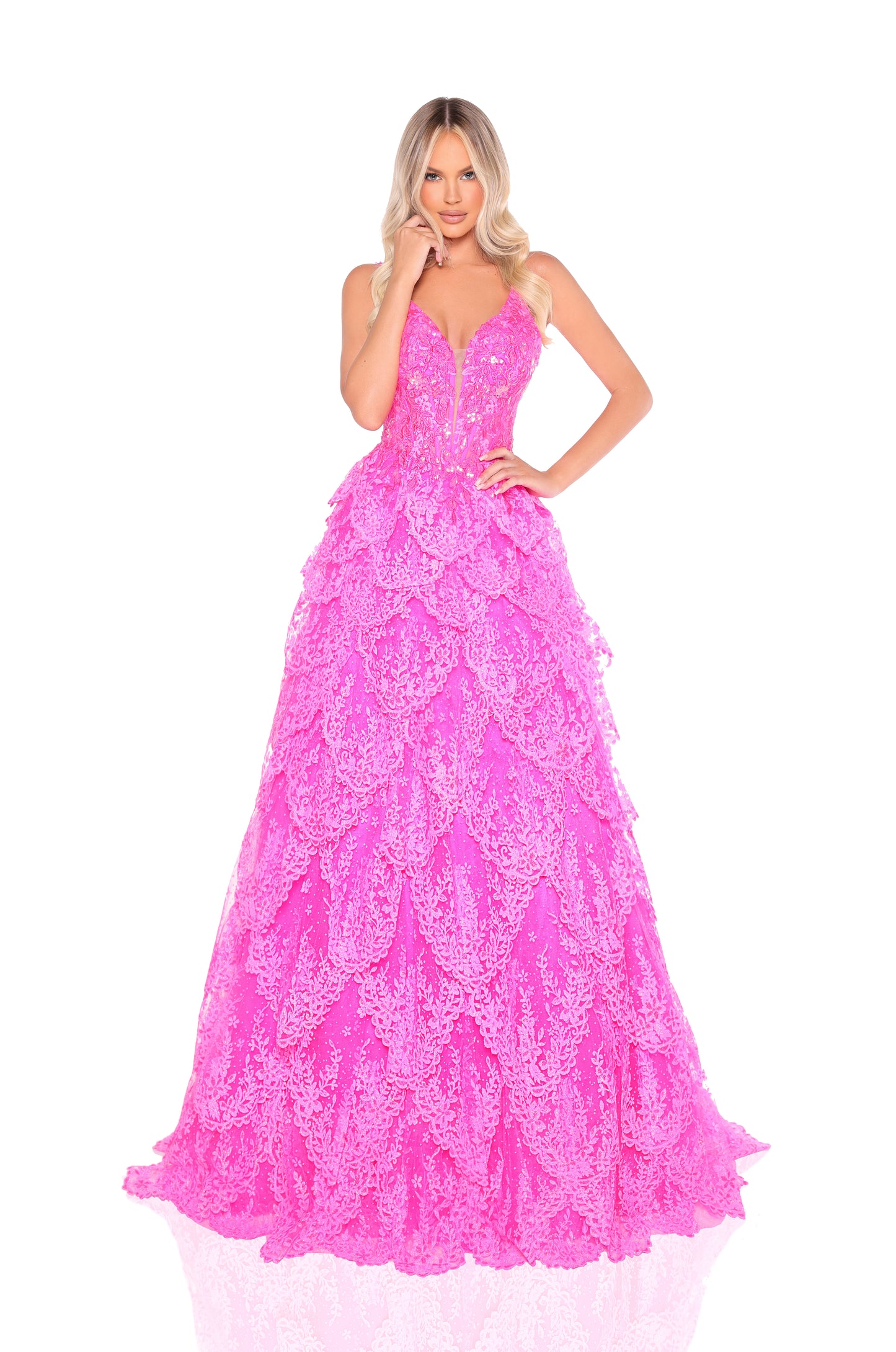 AMARRA Style 88265 Glitter Lace Ruffle Prom Dress Pretty Moment AMARRA Style 88265 Glitter Lace Ruffle Prom Dress Pretty Moment