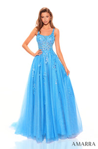 AMARRA Style 88749 Sequin Beaded 3D Floral Ball Gown