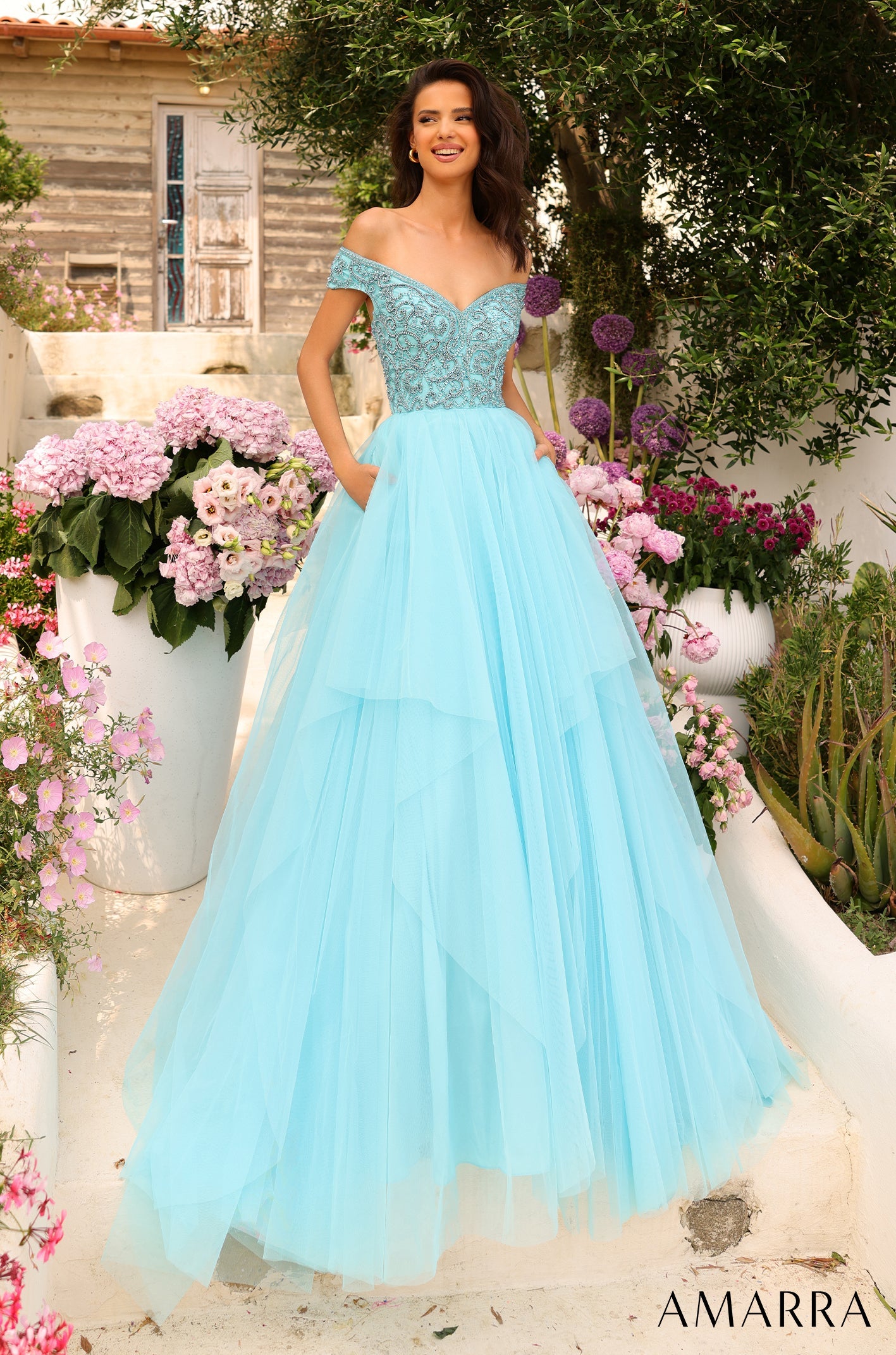 amarra blue prom dress AMARRA 89409 Sweetheart Ruffle Chiffon Prom Dress 2026