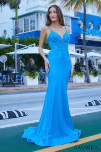 AMARRA Style 88626 Plunging V Neckline Jersey Long Dress